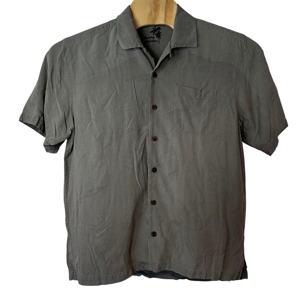 Tommy Bahama Men's 100% Silk Hawaiian Button Down Shirt‎ Size L Beach Resortwear
